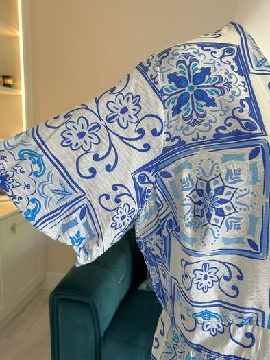 New Look Blue and White Faux Wrap Summer Dress