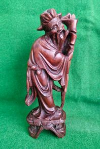 Antique Hand Carved Rosewood Oriental Figure