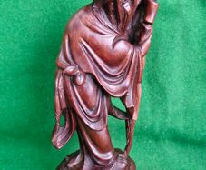 Antique Hand Carved Rosewood Oriental Figure