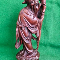 Antique Hand Carved Rosewood Oriental Figure