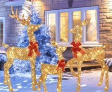 3 Piece 2D Lighted Christmas Deer Family Set