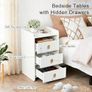 Bedside Table with 3 Drawers - Modern Nightstand - Bedside Cabinet Wooden Fluted Easy to Assemble - Bed Side Table for Bedroom Living Room Small Spaces - 55 x 33 x 30 cm (White) Image 3