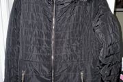 F&amp;F Black Padded Coat with Black Fluffy Hood and Gold Trimmings