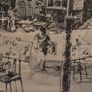 Vintage large French Etching of Paris Street framed Image 8