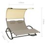 Double Sun Lounger with Canopy Textilene Taupe and Cream Image 3