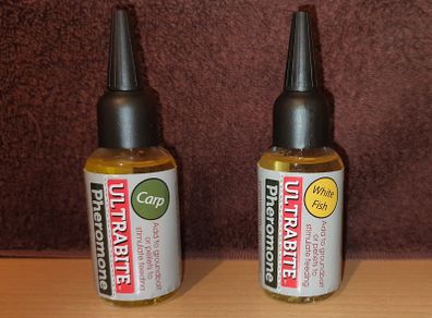 NEW - 2 x Dynamite Baits Ultra-Bite Pheromones: 1 x Carp and 1 x White Fish - Carp Tench Bream Feeder Method Pellet Dumbells Hybrid Roach