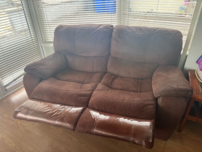 brown 2 seater recliner