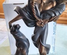 Vintage ALEXANDER DANEL Sculpture Art Deco Feline Mystique Austin Cheetah Woman