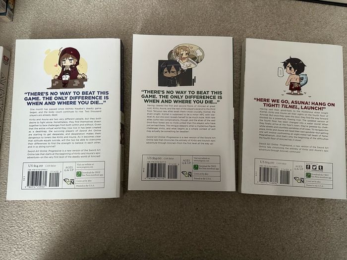 Sword Art Online SAO Progressive light novels volumes 1-3