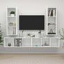 Wall-mounted TV Cabinets 4 pcs High Gloss White Chipboard Image 5