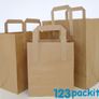 Lot of 20 pcs SOS carrier bags Eco Friendly Brown flat tape handles Size Small 18x10x21 cm /  7x 3.9x8.2 inches Excellent for shop, retail, kraft, home baking, gifts, art shops Image 2