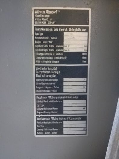 Altendorf F45 Panel Saw