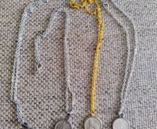 Coin necklaces x 4 old Irish threepence coins on a 40cm chain with a lobster clasp closure FREE STANDARD POSTAGE INCLUDED