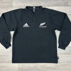 Vintage 2003 Adidas New Zealand All Blacks Long Sleeve Rugby Jersey Shirt Mens Medium