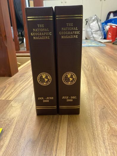 Pristine Vintage National Geographic Magazine Complete 2000 Set12 Issues with Original Leather Slipcases