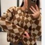 Fab Zara Bloggers Insta Famous Brown and Cream Jacquard Heavy Knit Cardigan Image 8