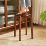 4pcs Solid Stackable Wood Round Stool, Shoes change Dressing Stool for Living Room, Dining Room, Kitchen, Classroom, 27/27/45CM Brown Image 5