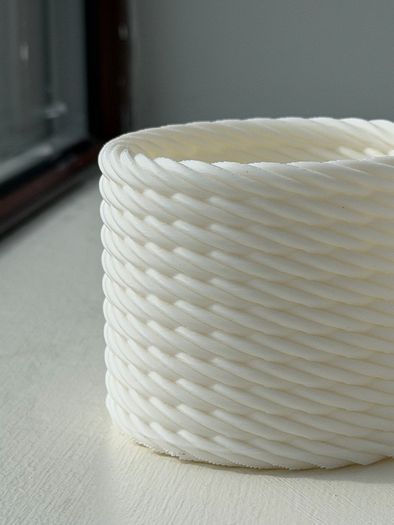 Minimalist Matte White Twisted Rope Pot and Desk Organizer 3D Printed with Free Post