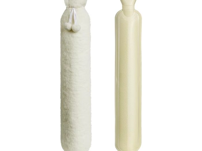 Long Hot Water Bottle With Removable & Washable Soft Plush Cover.