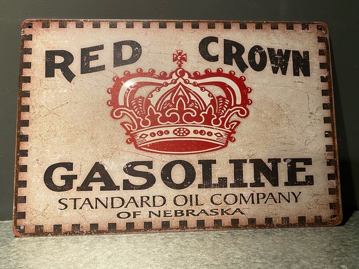 Red crown gasoline Tin metal sign
