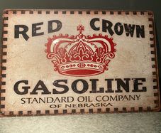 Red crown gasoline Tin metal sign