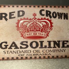 Red crown gasoline Tin metal sign