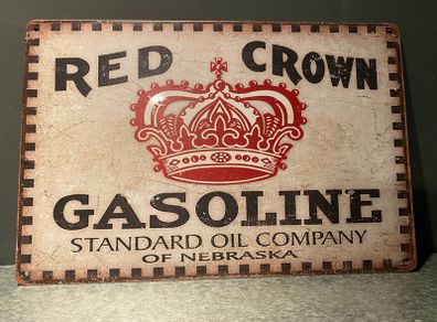 Red crown gasoline Tin metal sign