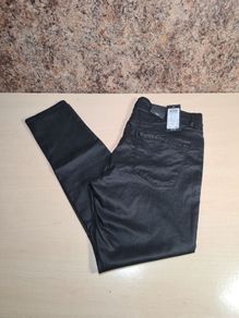 womens VERO MODA mid rise slim jeans pants trousers stretchy smooth black coated petite Size W 28 inch