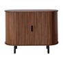 Coffee Bar Cabinet, Mid Century Fluted Coffee Bar Table, Buffet Stand Cabinet with 2 Sliding Doors, Sideboard Buffet Station for Living Room, Entryway, Kitchen, 100 x 40 x 75 cm, Walnut Image 9
