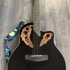 Harley Benton HBO-850BK Round-back Electro-Acoustic Guitar