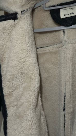Zara Kids Black Faux Shearling Biker Jacket - Size 13-14 Yrs / 164 cm