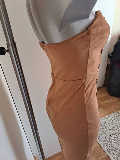 BNWT Naanaa Storm brown suede imitation mini dress size UK8 EU36 Postage included