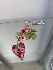 Pink Heart Bag Keyring Charm