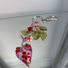 Pink Heart Bag Keyring Charm