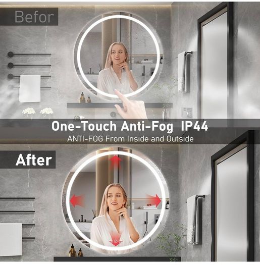 Bluetooth LED Bathroom Wall Mirror with LED Lights - 800mm Round Anti-Fog Vanity Mirror