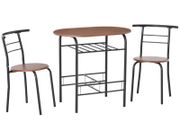 2-Seater Bar Stool and Table Set w/ Bottle Storage Shelf Wood Tone (FREE POSTAGE)