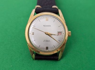 Vintage Swiss Made Richard Incabloc Gold Plated watch 1960s