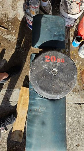 Concrete weights and cast iron plates