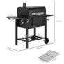 3-in-1 Charcoal BBQ Grill Trolley with Smoker Image 3