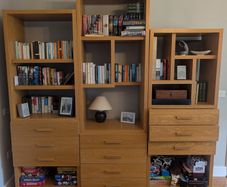 Oak Storage Shelves Drawers