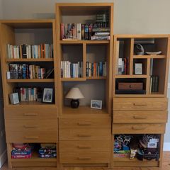 Oak Storage Shelves Drawers