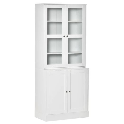 Modern Bookcase with Doors, Display Storage Cabinet with Adjustable Shelves for Living Room, Study, Office, White (FREE POSTAGE)