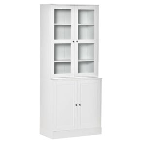 Modern Bookcase with Doors, Display Storage Cabinet with Adjustable Shelves for Living Room, Study, Office, White (FREE POSTAGE)