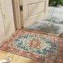 Washable Rugs Small Non Slip Area Rugs for Bedroom Vintage Boho Rug Soft Short Pile Rug Machine Washable Rugs Living Room Indoor Entry Floor Rug Non Shedding Dense Orange Rug 60x110CM Image 2