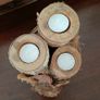 Rustic Natural Wood Tealight Candle Holder Image 4
