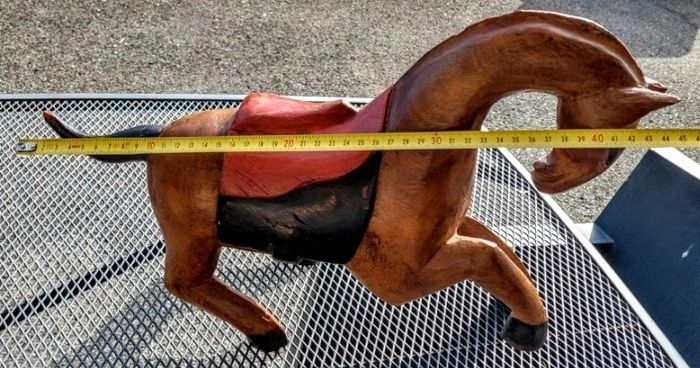 Large single block carved vintage horse
