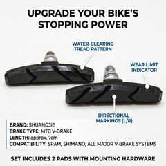 Shuang Jie MTB V-Brake Brake Pads  for Shimano, SRAM & Major V-Brake Systems
