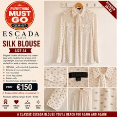 ESCADA 100% Pure Silk Designer Blouse - Elephant Print