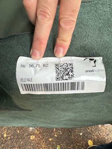 5  x Full Leather Hides - Crest Leather "Vele-Kale" Green (285 Sq Ft Total)