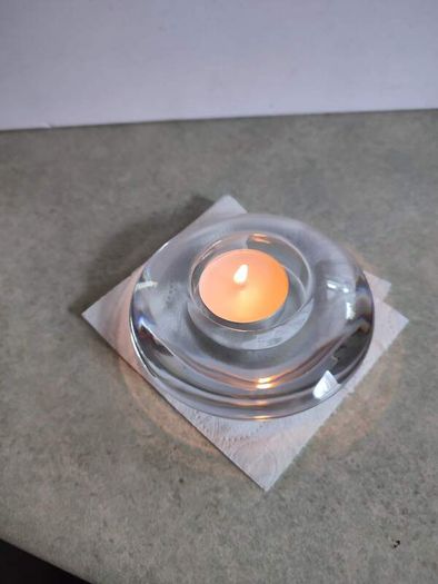 Round Clear Nachtmann Crystal Night Light Candle Holder